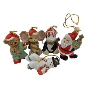 CITGO Vintage Christmas Ornaments Penguin Christmouse Bear‎ 5pc 1993 7-Eleven